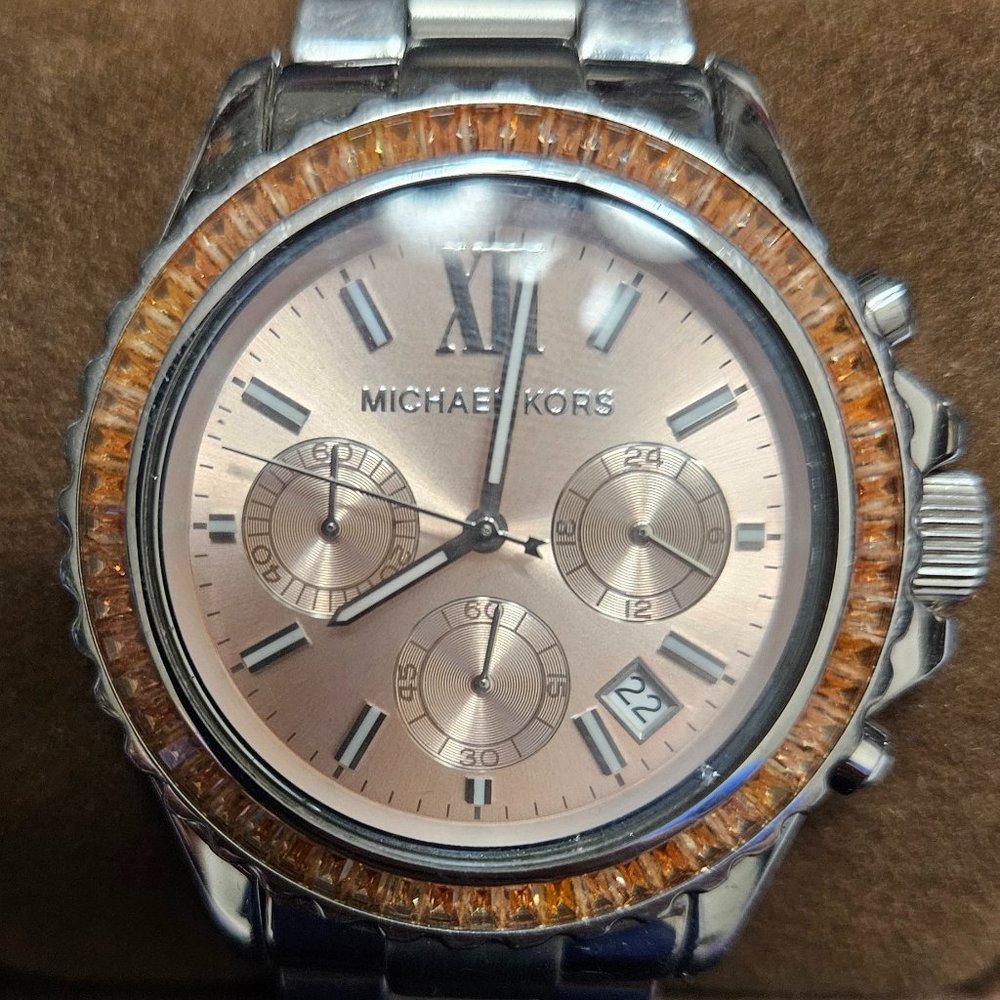 Michael Kors Everest Bracelet watch - pink crystal bezel